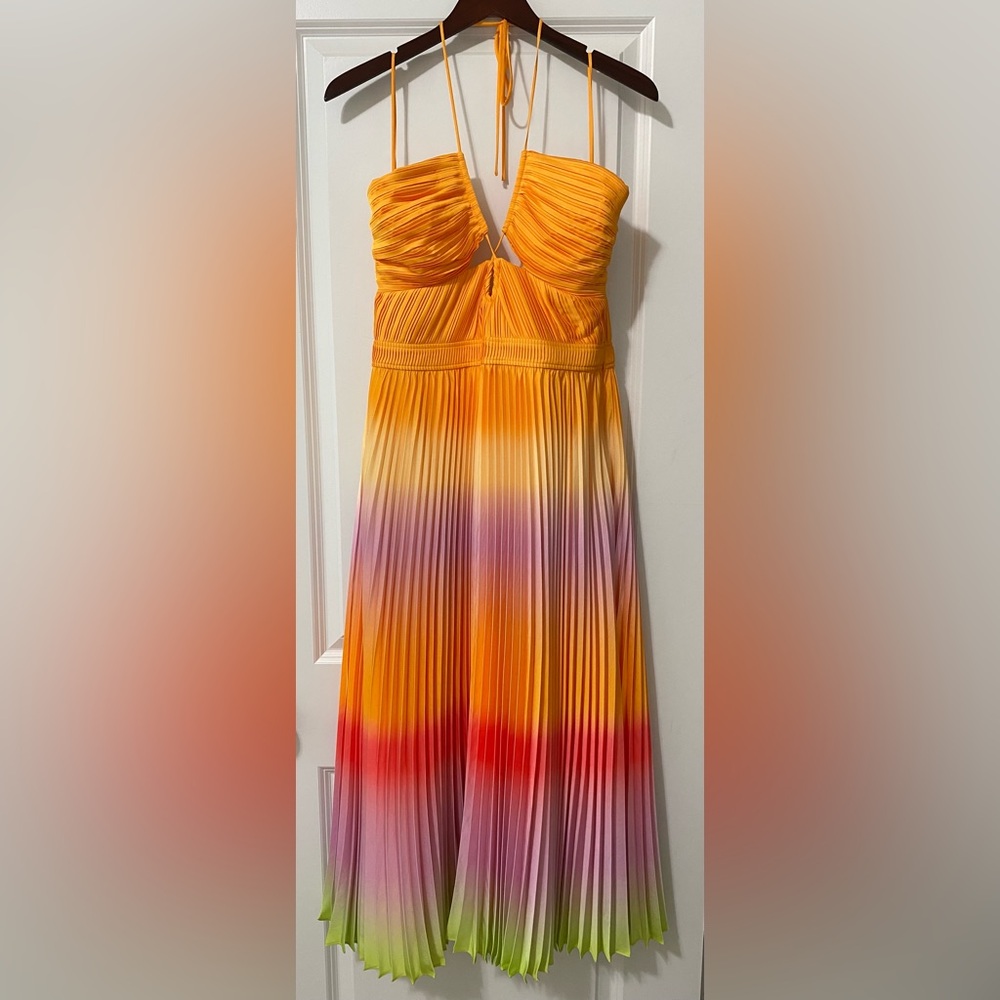 NWT Simkhai - Jonathan Simkhai Annita Multicolor Ombre Plisse Dress Size 10 - Picture 7 of 11